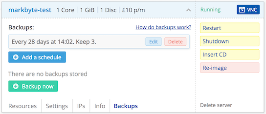 Screenshot of backup prototype